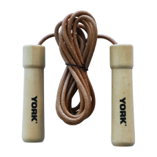 Скакалка York Fitness Leather Skip з дерев'яними ручками, код: 00014961810042