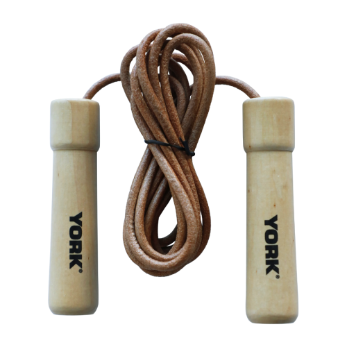 Скакалка York Fitness Leather Skip з дерев'яними ручками, код: 00014961810042