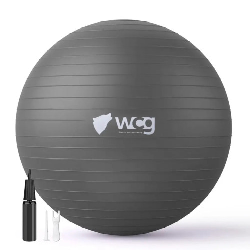 М’яч для фітнесу WCG Balance Pro 75 см Anti-Burst до 500 кг з насосом, графітовий, код: W-FB-BP75-GPH