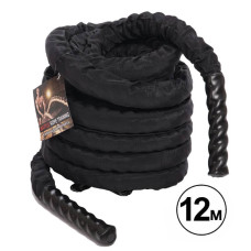 Канат для кроссфіта в захисному рукаві Zelart Battle Rope 12000х38 мм, чорний, код: FI-5719-12