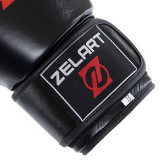 Рукавички шкіряні боксерські Zelart 12 унцій, чорний, код: VL-8477_12BK