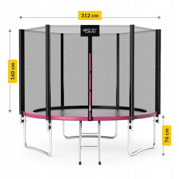 Батут із зовнішньою сіткою 4Fizjo Classic 10FT 312 см Black/Pink, код: P-5907739314567