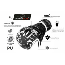 Рукавиці для карате PowerPlay XL, чорні-білі, код: PP_3092krt_XL_bl/white