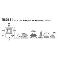 Намет чотиримісний High Peak Tessin 4.1 Deep Forest (10380), код: 930594-SVA
