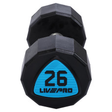 Гантелі цільні професійні з поліуретановим покриттям LiveUp 2х26кг, чорний-синій, код: LP8003-26-S52