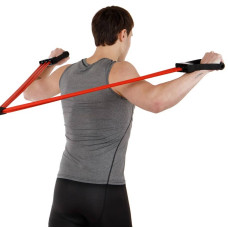 Еспандер трубчастий з ручками з фіксатором дверей FitGo Resistance Band 30LB, червоний, код: 8021-30-170