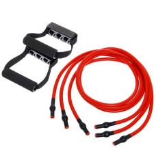 Еспандер трубчастий з ручками з фіксатором дверей FitGo Resistance Band 30LB, червоний, код: 8021-30-170