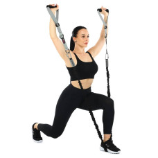 Еспандер з карабіном у захисному рукаві Ezous Resistance Tube With Cover навантаження середнє, чорний, код: K-05-M