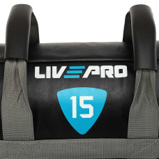 Мішок обтяжувач для функціонального тренінгу Power Bag LiveUp 15кг, чорний-сірий, код: LP8120-15
