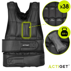 Жилет-обважнювач для тренувань Actiget 20 кг зі змінною вагою Black, код: ACT0123