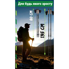 Палиці для скандинавської ходьби PowerPlay Sisu Black/Gold 80-135 см (пара) + 2-ві пари чобітків + чохол, код: PP_9108_Sisu