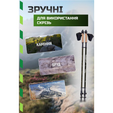 Палиці для скандинавської ходьби PowerPlay Sisu Black/Gold 80-135 см (пара) + 2-ві пари чобітків + чохол, код: PP_9108_Sisu