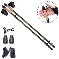 Палиці для скандинавської ходьби PowerPlay Sisu Black/Gold 80-135 см (пара) + 2-ві пари чобітків + чохол, код: PP_9108_Sisu