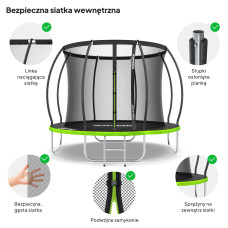 Садовий батут Zipro Jump Pro Premium з внутрішньою сіткою 8FT 252 см, зелений-чорний, код: M-12578745-IN