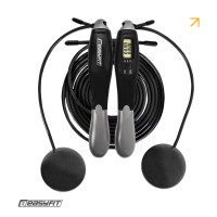 Скакалка з лічильником EasyFit TwinRope швидкісна 2,8 м чорна-сіра, код: EF-1909-GY