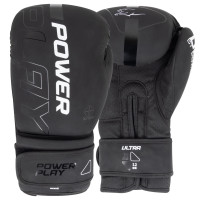 Боксерські рукавиці PowerPlay Ultra Mat 16 унцій, чорний-білий, код: PP_3024_16oz_Bl/White