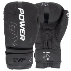 Боксерські рукавиці PowerPlay Ultra Mat 16 унцій, чорний-білий, код: PP_3024_16oz_Bl/White