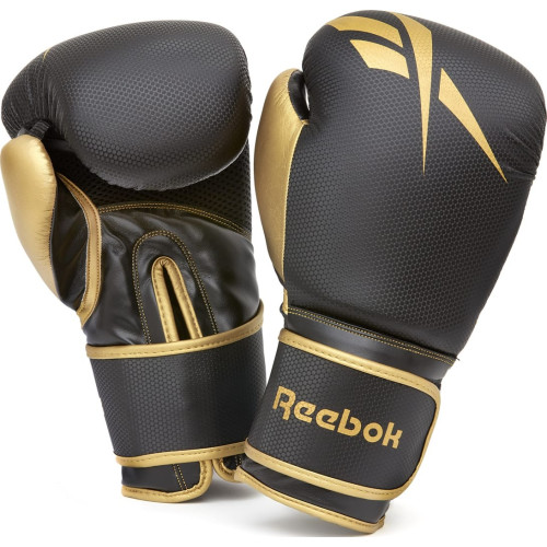 Боксерські рукавиці Reebok Boxing Gloves 10 унцій, чорний-золотистий, код: 885652010962