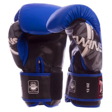 Рукавички боксерські Twins Classic 12 унцій, синій-чорний, код: 0269_12BL