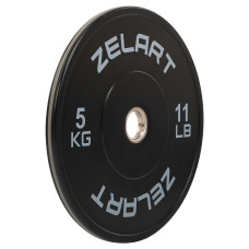 Бамперні диски гумові Zelart Bumper Plates 51мм, 5кг, чорний-сірий, код: TA-4790-5