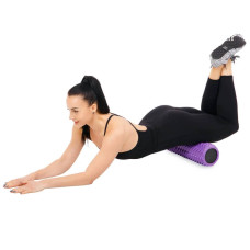 Ролер масажний циліндр (ролик мфр) заповнений піною FitGo Grid Bubble Roller, 450x110 мм, фіолетовий, код: FI-9392_V