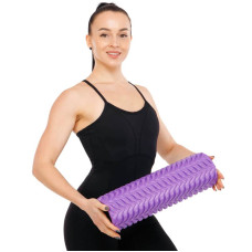 Ролер масажний циліндр (ролик мфр) заповнений піною FitGo Grid Bubble Roller, 450x110 мм, фіолетовий, код: FI-9392_V