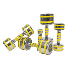 Набір хромованих гантелей з стійкою з стійкою ІnSPORTline Yellsteel 2x1-14 кг., код: 20831-SADA-IN