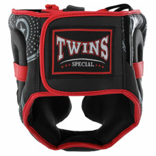 Шолом боксерський з повним захистом Twins PVC S, чорний-червоний, код: BO-9481_SR