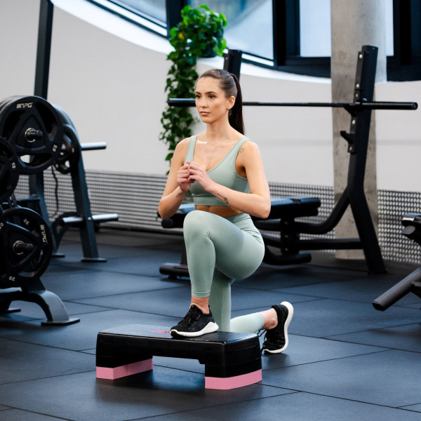 Степ-платформа Gymtek 3-х рівнева чорно-рожева, код: 5905884426920