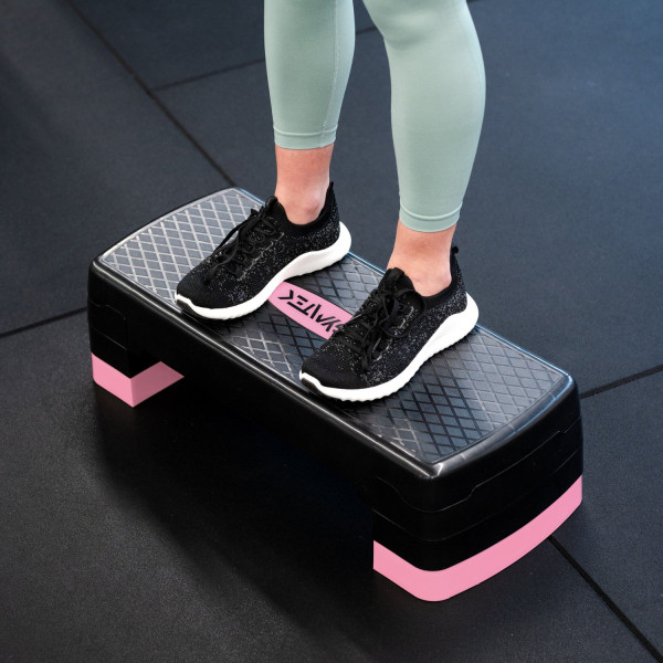 Степ-платформа Gymtek 3-х рівнева чорно-рожева, код: 5905884426920