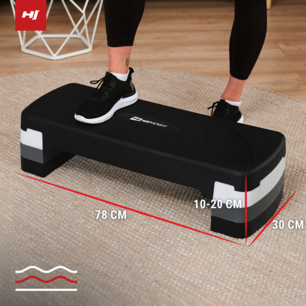 Степ платформа Hop-Sport HS-PP033AS чорно-біла, код: 5902308235311