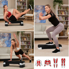 Степ платформа Hop-Sport HS-PP033AS чорно-біла, код: 5902308235311