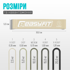 Резинки для фітнесу EasyFit MonoBand набір 5 шт, сірий, код: EF-1813-GY