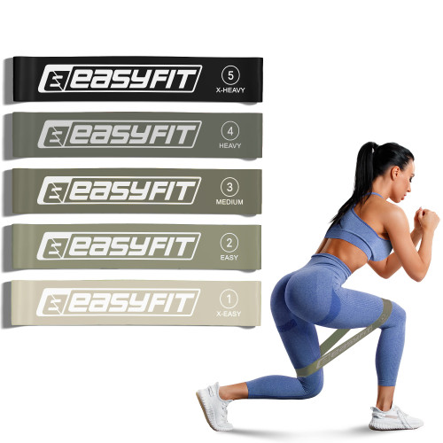 Резинки для фітнесу EasyFit MonoBand набір 5 шт, сірий, код: EF-1813-GY