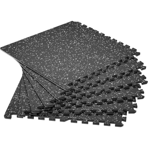 Мат-пазли DualMat 60×60×2 см (чорний/білі вкраплення) — комплект 6 шт, код: W-RUB60-20-WHITE-6-IF
