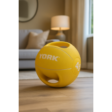 М'яч медбол 4кг York Fitness із двома ручками, жовтий, код: 20014961807305