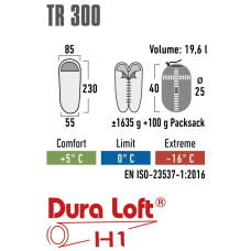 Спальний мішок High Peak TR 300/0°C Dark Red/Grey Right (23061), код: 929556-SVA