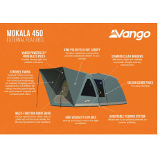 Намет чотиримісний Vango Mokala 450 Mineral Green (TETMOKALA000001), код: 930839-SVA