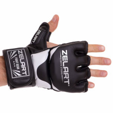 Рукавички для змішаних єдиноборств MMA Zelart M, чорний-білий, код: BO-3394_MBKW