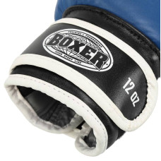 Рукавички боксерські Boxer шкіряні на липучці 10 унцій, синій-чорний, код: 2023_10BL-S52