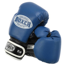 Рукавички боксерські Boxer шкіряні на липучці 10 унцій, синій-чорний, код: 2023_10BL-S52