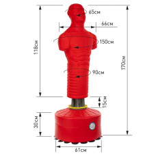 Манекен підлоговий FitBox Boowin для відпрацювання ударів, висота 1700 мм, червоний, код: BO-7449-S52