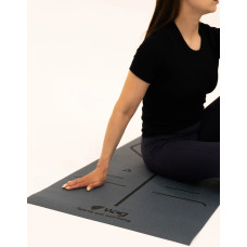Килимок для йоги з розміткою для асан та чохлом WCG Asana 173×61×0,4 см, темно-зелений, код: W-YM-AL173-DB