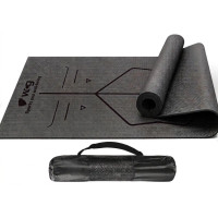 Килимок для йоги з розміткою для асан та чохлом WCG Asana 173×61×0,4 см, темно-зелений, код: W-YM-AL173-DB
