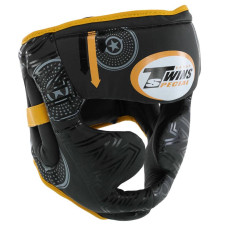 Шолом боксерський з повним захистом Twins PVC XL, чорний-жовтий, код: BO-9481_XLY