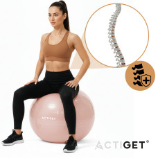 М'яч для фітнесу (фітбол) Actiget 65 см з насосом Light Pink, код: ACT0143