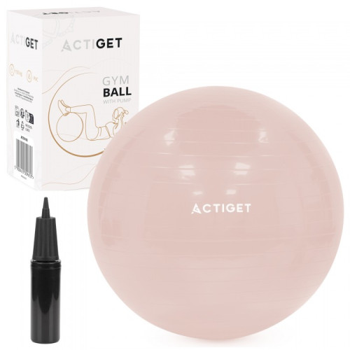М'яч для фітнесу (фітбол) Actiget 65 см з насосом Light Pink, код: ACT0143
