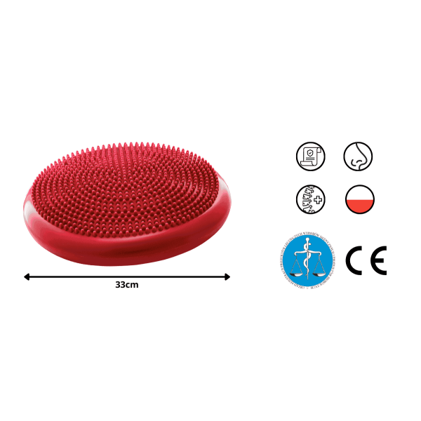 Балансувальна подушка-диск 4Fizjo PRO+ 33 см (сенсомоторна) масажна, червоний, код: P-5907739314451
