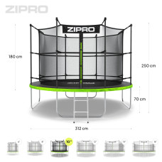 Садовий батут Zipro Jump Pro з внутрішньою сіткою 10FT 312 см, зелений-чорний, код: M-1633755-IN
