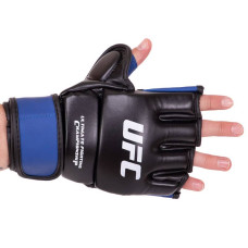 Рукавички гібридні шкіряні для єдиноборств ММА UFC Rexion L, синій, код: BO-0489_LBL